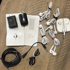 Black Charger Blocks and Apple Earphones Set